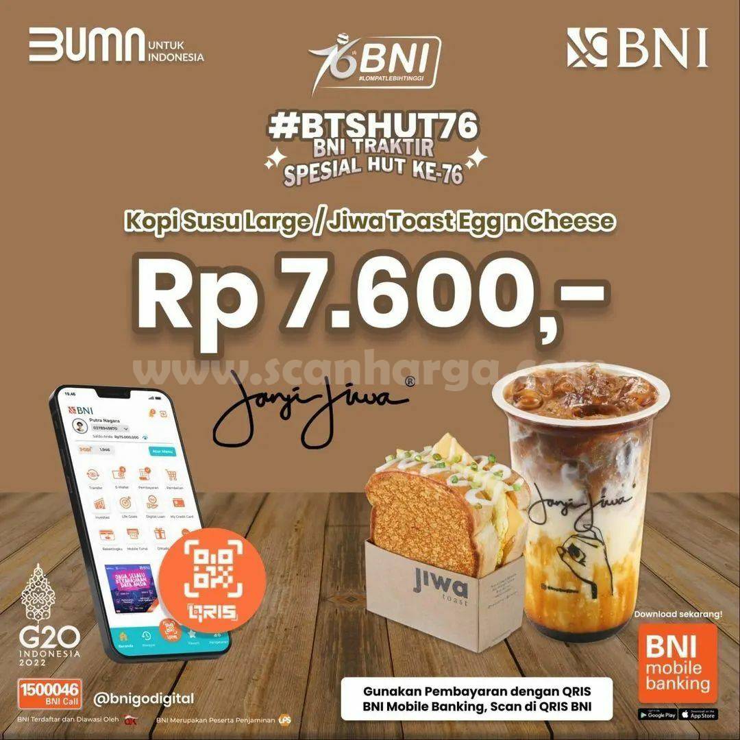 Promo Kopi Janj Jiwa HUT BNI 76 - Beli minuman cuma Rp. 7.600,-